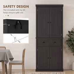 HOMCOM Freestanding Kitchen Storage Cabinet Drawers Cupboards Shelves Black