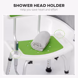 HOMCOM Shower Stool for Elderly Disabled Adjustable Shower Stool Green