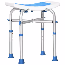 HOMCOM Adjustable Shower Stool with Foot Pads for Elderly Disabled Blue - Additional view 8