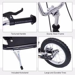 HOMCOM Teen Scooter Adjustable Height Dual Brakes Rubber Wheels Kickstand, Black