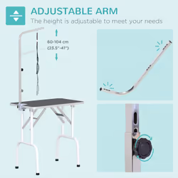 PawHut Foldable Dog Grooming Table Adjustable Arm for Small Dogs 81x49x80 cm