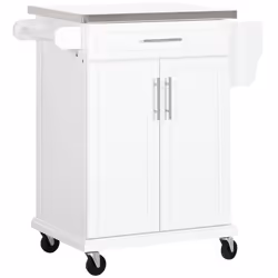 HOMCOM Rolling Kitchen Cart Storage Trolley with Drawer Towel Rail Steel White - Additional view 8