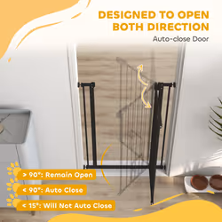 PawHut Extra Tall Dog Gate with Cat Door Auto Close for Stairs 74-80 cm Wide