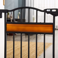 PawHut Dog Gate Pet Safety Gate W/ Cat Door Auto Close Pine Decor 74-80 cm Wide - Additional view 7