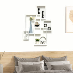 HOMCOM Floating Shelves, Interlocking Cube Shelves for Decoration, White