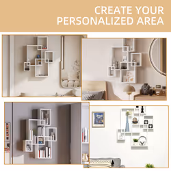 HOMCOM Floating Shelves, Interlocking Cube Shelves for Decoration, White - Additional view 5