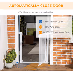 PawHut Pressure Fit Safety Gate for Stairs w/ Auto Close 75-82 cm - White - Additional view 11