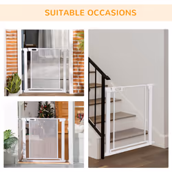 PawHut Pressure Fit Safety Gate for Stairs w/ Auto Close 75-82 cm - White - Additional view 5