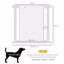 PawHut Pressure Fit Safety Gate for Stairs w/ Auto Close 75-82 cm - White - Additional view 8
