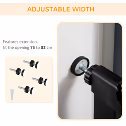 PawHut Pressure Fit Safety Gate for Stairs w/ Auto Close 75-82 cm - Black - Additional view 4