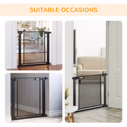 PawHut Pressure Fit Safety Gate for Stairs w/ Auto Close 75-82 cm - Black - Additional view 5