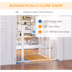 Pressure Fit Safety Gate for Doors, Dog Gate w/ Auto Close, 75-103 cm - White