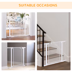 Pressure Fit Safety Gate for Doors, Dog Gate w/ Auto Close, 75-103 cm - White - Additional view 5
