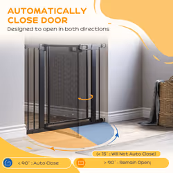 Pressure Fit Safety Gate for Doors, Dog Gate w/ Auto Close, 75-103 cm - Black