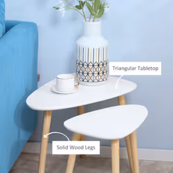 HOMCOM Side Table Set of 2, Modern End Coffee Bedside Tables White Natural