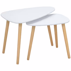 HOMCOM Side Table Set of 2, Modern End Coffee Bedside Tables White Natural - Additional view 8