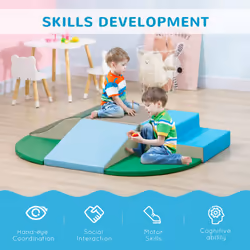 HOMCOM 6 Piece Soft Play Equipment for Kids Climb and Crawl, Multicoloured