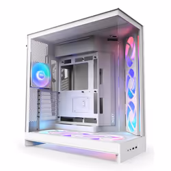 NZXT H9 Flow RGB+, Midi Tower, PC, White, ATX, micro ATX, SGCC, Tempered glass, Gaming