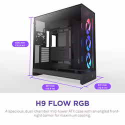 NZXT H9 Flow RGB Midi Tower Black - Additional view 2