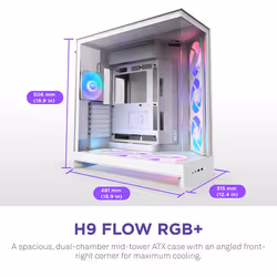 NZXT H9 Flow RGB+ Midi Tower White - Additional view 2