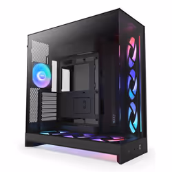 NZXT H9 Flow RGB+, Midi Tower, PC, Black, ATX, micro ATX, SGCC, Tempered glass, Gaming