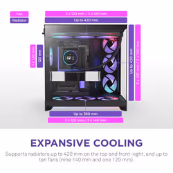 NZXT H9 Flow RGB+ Midi Tower Black - Additional view 4