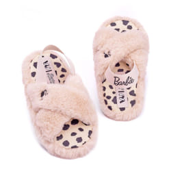 Barbie Girls Slippers Kids Doll Fluffy Cross Strap House Sliders - UK Child 11