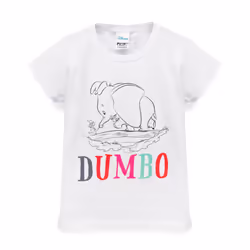 Disney Dumbo T-Shirt Girls Kids Sketch Character White Short Sleeve Top - 7-8 Years