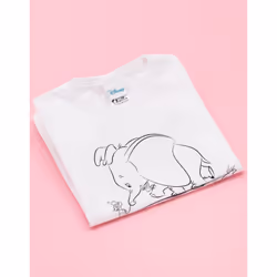 Disney Dumbo T-Shirt Girls Kids Sketch Character White Short Sleeve Top - 7-8 Years