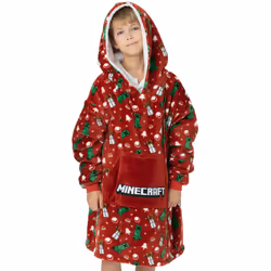 Minecraft Blanket Hoodie (Unisex Kids Red)