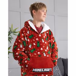 Minecraft Blanket Hoodie (Unisex Kids Red)