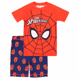 Marvel Spider-Man Swimsuit Boys Kids Two Piece Top Shorts Swim Set - 7-8 Years
