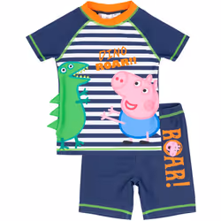 Peppa Pig George Pig Swimsuit Boys Kids Dinosaur Two Piece Top Short Swim Set - 12-18 Months
