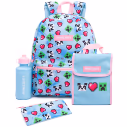 Minecraft 4 Piece Backpack Set (Girls Blue)