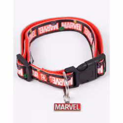 Marvel Bowl , Collar , Charm and Lead Gift Set (Unisex Black) - Small