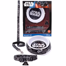 Star Wars Bowl , Collar , Charm and Lead Gift Set (Unisex Black) - Small