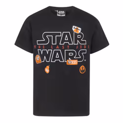 Star Wars T-Shirt Kids Boys Last Jedi Movie Black Top - 7-8 Years