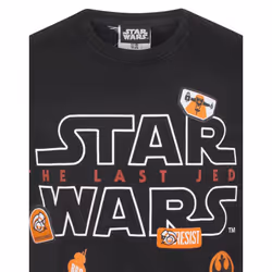 Star Wars T-Shirt Kids Boys Last Jedi Movie Black Top - 7-8 Years