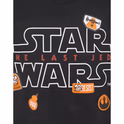 Star Wars T-Shirt Kids Boys Last Jedi Movie Black Top - 7-8 Years