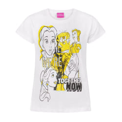 Disney Beauty And The Beast T-Shirt Kids Girls Belle White Top - 7-8 Years