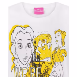 Disney Beauty And The Beast T-Shirt Kids Girls Belle White Top - 9-11 Years