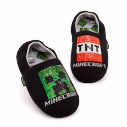 Minecraft Slip On Loafer Slippers (Boys Black) - 4 UK Child