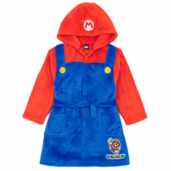 Super Mario Dressing Gown Kids Girls Boys Game Character Pjs Bathrobe - Blue, 3-4 Years