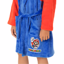 Super Mario Dressing Gown Kids Girls Boys Game Character Pjs Bathrobe - Blue, 5-6 Years