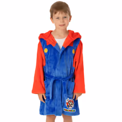 Super Mario Dressing Gown Kids Girls Boys Game Character Pjs Bathrobe - Blue, 13-14 Years