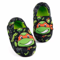 Teenage Mutant Ninja Turtles Slip On Loafer Slippers (Boys Black) - 10 UK Child