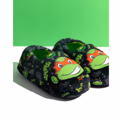 Teenage Mutant Ninja Turtles Slip On Loafer Slippers (Boys Black) - 10 UK Child