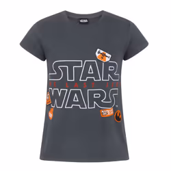 Star Wars T-Shirt Kids Girls Last Jedi Badges Movie Grey Top - 5-6 Years