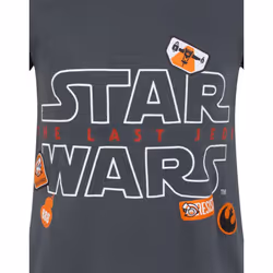 Star Wars T-Shirt Kids Girls Last Jedi Badges Movie Grey Top - 5-6 Years