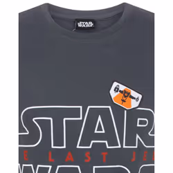 Star Wars T-Shirt Kids Girls Last Jedi Badges Movie Grey Top - 13-14 Years